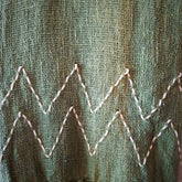 Soft Green Raw Cotton Throw with White Stitch Pattern | 140×200cm Breathable Cotton Blanket for Sofa & Bed